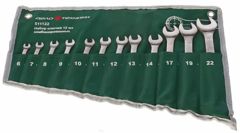 Набор ключей комбинированных -12шт.(6,7,8,9,10,11,12,13,14,17,19,22) тетрон сумка "ДТ" 