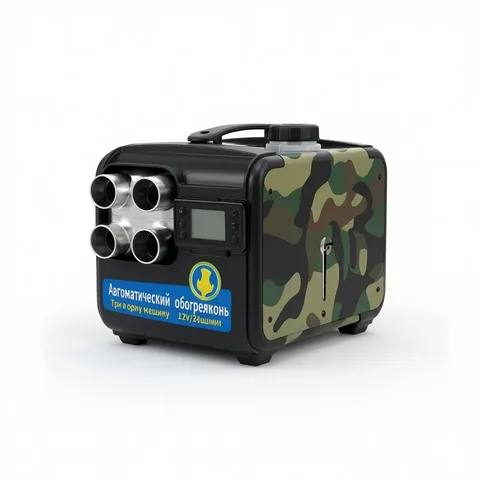 Отопитель дизельный, 8 кВт, 4 сопла - металл, 12/24/220в, хаки переносной (алюминивая панель) JS