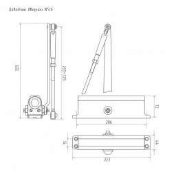 Доводчик №4S  (до 120кг) (коричневый) морозостойкий "Нора-М"