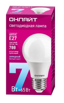 Лампа светодиодная OLL LED OLL-A60- 7-230-6.5K-E27 ОНЛАЙТ (10шт)
