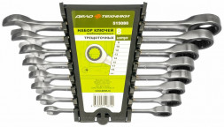 515080 Набор ключей комб.трещоточных 8шт. (8,10,12,13,14,15,17,19мм) пластик.холдер (5шт)