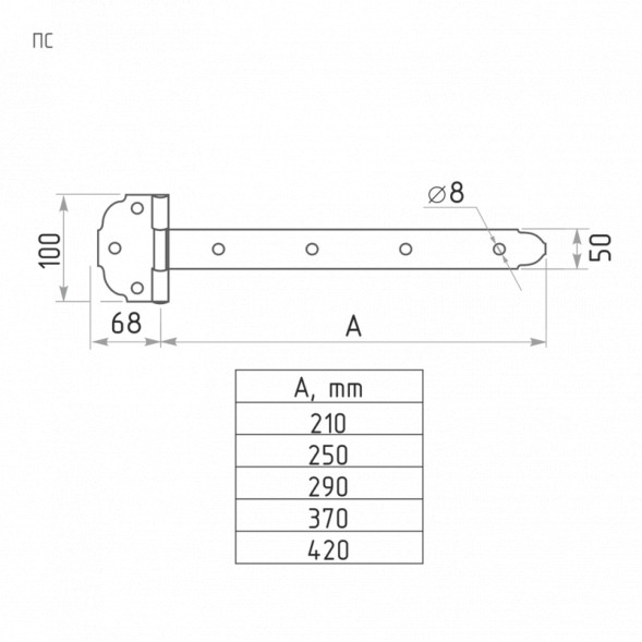 Петля-стрела ПС-210 П темный х 40 НОРА-М