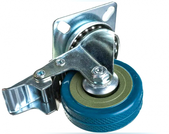 Колесо аппаратное серая резина поворотное с тормозом SIZE: 4&quot; (100) Нагрузка 80кг. SCgb 42