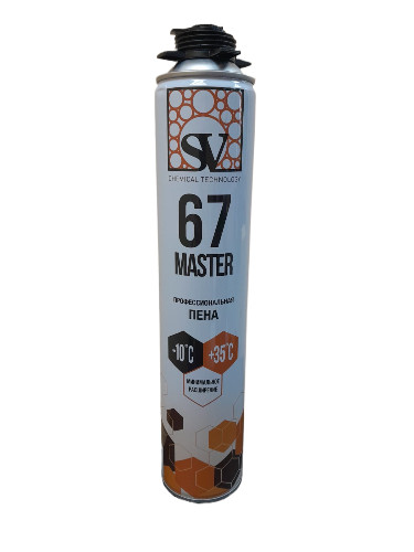 Профессиональная монтажная пена, всесезонная, 750 мл (960г) SV MASTER 67