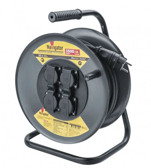 Удлинитель NPE-RM-04-50-E-IP44-3x2.5 катушка 4 гн. c/з КГ 50м Navigator
