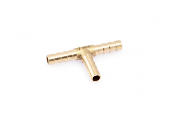 949006 Штуцер соединительный Т-образный латунный елочка 7мм