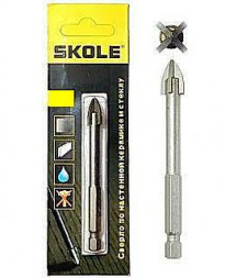 Сверло по керамике QUATRO 4 мм.с шестигранным хвостовиком SKOLE (+4 хв)