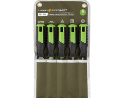 253715 Набор напильников №2 150мм, 5шт (плоский,полукруглый, квадратный трехгранный, круглый)(12шт)