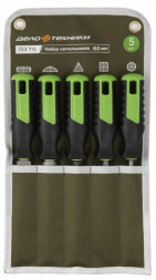 253715 Набор напильников №2 150мм, 5шт (плоский,полукруглый, квадратный трехгранный, круглый)(12шт)