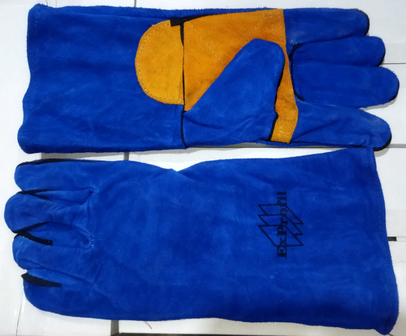 А-46 Перчатки Краги Синие замш. с двойной подкладкой, длин.35см (10шт) (12шт)
