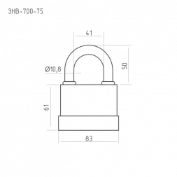 Замок навесной всепогодный ЗНВ-700-75 (83мм) (3кл.) "Нора-М"