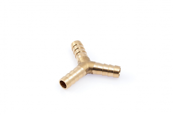949012 Штуцер соединительный Y-образный латунный елочка 9мм