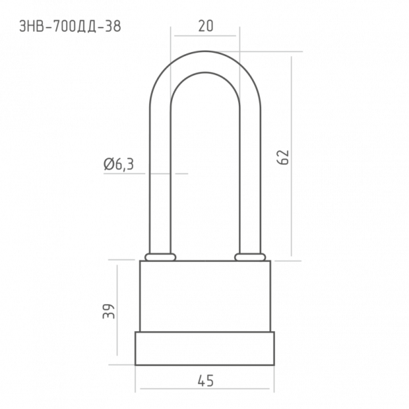 Замок навесной всепогодный ЗНВ-700дд-38 (45мм) (3кл.) "Нора-М"