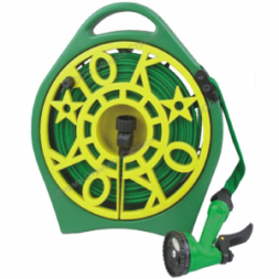 Шланг ПВХ в оплетке на катушке 1/2 (пистолет+насадки) HL 112 FROG TOOLS