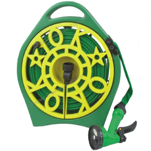 Шланг ПВХ в оплетке на катушке 1/2 (пистолет+насадки) HL 112 FROG TOOLS