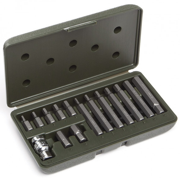 626595 Набор вставок шестигранник 3/8&quot;(4-5-6-7-8-10-12мм L=30, 75мм, 15 предм)