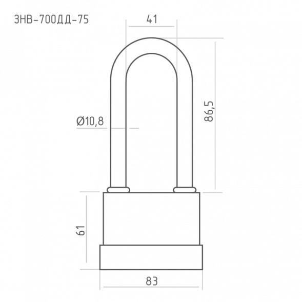 Замок навесной всепогодный ЗНВ-700-75дд (83мм) (3кл.) "Нора-М"