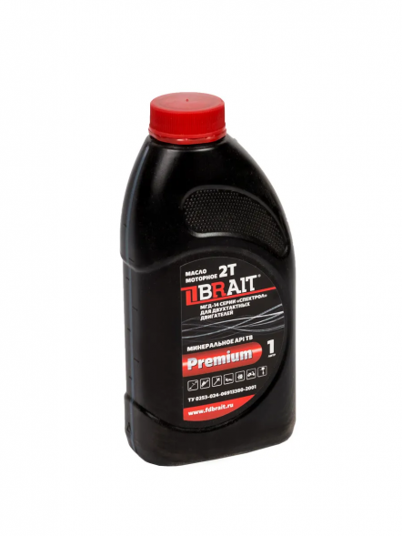 Масло минеральное BRAIT PREMIUM для 2-х тактных двигателей API TB (1л) (12 шт.)