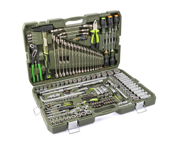 620880 Набор головок 1/4", 3/8", 1/2" с инструментом, 200 предметов