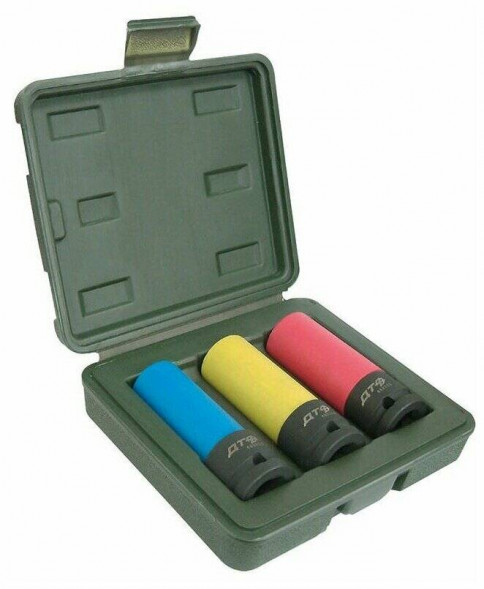 660303 Набор головок ударных 6-гранных удлиненных для колесных дисков  1/2" 3предм.(17,19,21мм) (5ш