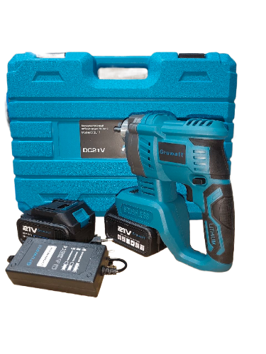 Вибратор аккумуляторный для бетона, 21v, 4Ah аккум.-2шт, кейс, З/У GRUWATT