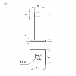 Ограничитель дверной настен. 116 (хром)  "Нора-М"