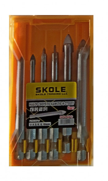 Набор сверл по керамике с шестигранным хвостовиком 6шт SKOLE (-хв)