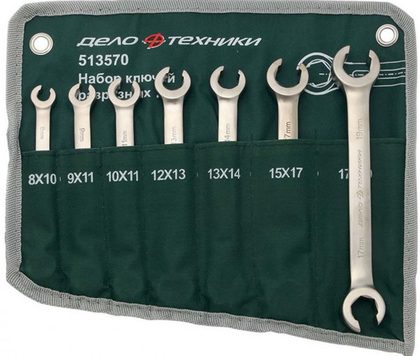 513570 Набор ключей разрезных - 7шт.(8*10,9*11,10*11,12*13,13*14,15*17,17*19) тетрон.сумка