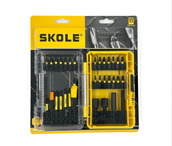 Набор бит 33PC (33 предмета, S2 сталь) SKOLE