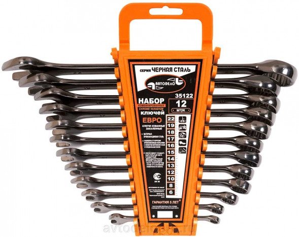 35120 Набор комб.ключей &quot;ЧернаяСталь&quot; 12шт.(холдер) АвтоДело
