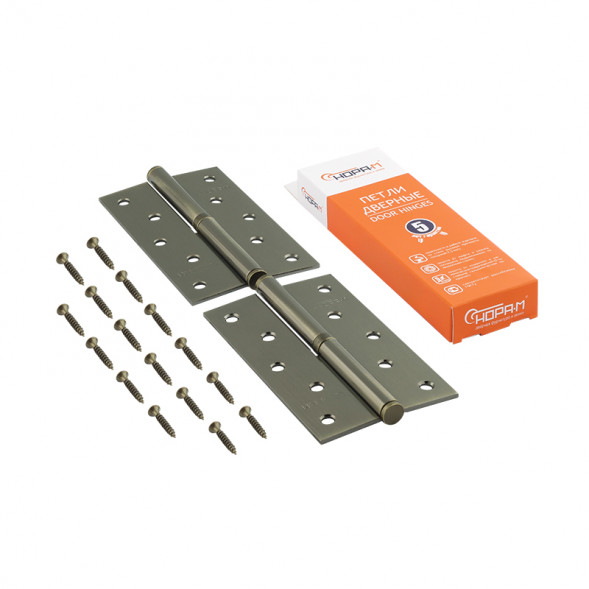 Петля сталь 750-5" (латун.покр.)правая (125*75*2,5) №2  "Нора-М"