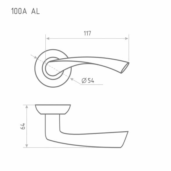 Ручка дверная AL 100А AL мат.хром "Нора-М"