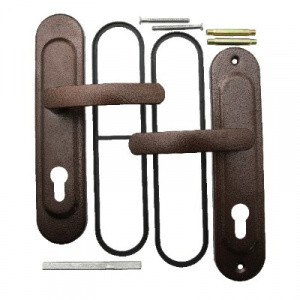 Ручка на планке для китайских дверей HP09 без задвижки (универсальная, L/R антик медь) "Замкофф"