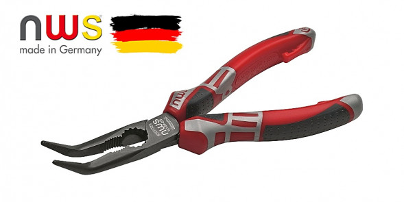 Длинногубцы загнутые NWS 45°,205мм, покрытие TitanFinish, рукоятки SoftGripp 3K