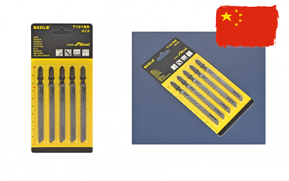 Пилочки SKOLE/КРЕОСТ T-101ВR для электролобзика (дерево, чистый рез, обратный зуб)(комплект 5шт)