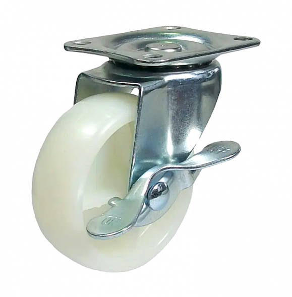 Колесо нейлоновое поворотное с тормозом 40мм   (1123032)