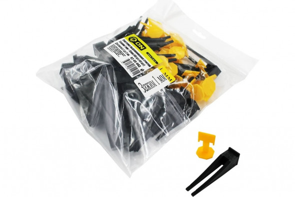 Система выравнивания плитки, Зажим 1 мм + Клин (40 шт/40 шт) ON