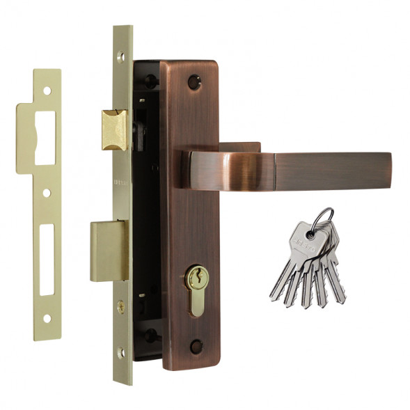 Замок врезной №107-70 Л (ст.медь)  &quot;Нора-М&quot;