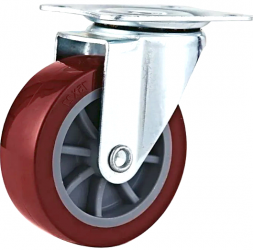 Колесо мебельное на площадке поворотное, красное SIZE:1,5&quot; (40) Нагрузка 35кг. 8001040
