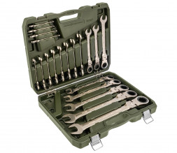 515503 Набор ключей комбинированных трещоточных шарнирных 20 шт., кейс пластик