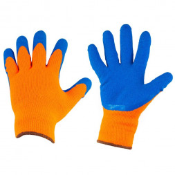 А-37 Перчатки садовые разноцветные + заливка полиуритан (12шт)