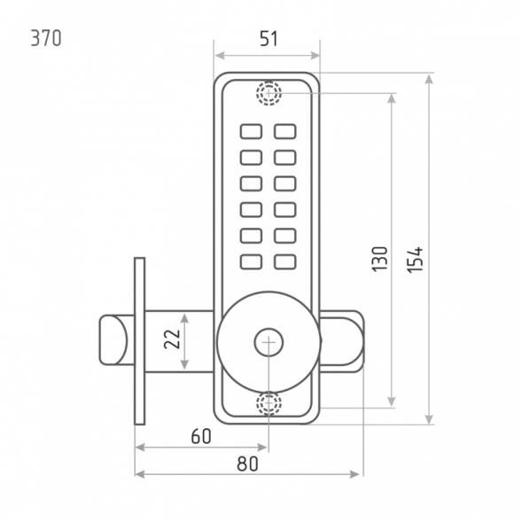 Кодовый замок 370 с фикс. (золото) &quot;Нора-М&quot;