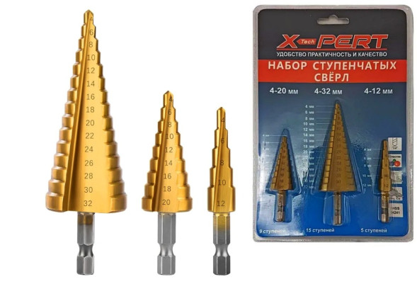 Набор сверл ступенчатых 3 шт &quot;X-PERT&quot;