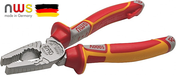 Пассатижи (плоскогубцы) NWS 180мм, CombiMax, 1000В VDE, покрытие Crom, рукоятки SoftGripp 3K