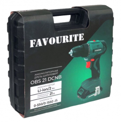 Дрель-шуруповерт аккумуляторная 21В, бесщет. OBS 21 DCNB  FAVOURITE
