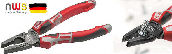 Пассатижи (плоскогубцы) NWS 165мм, CombiMax, покрытие TitanFinish, рукоятки SoftGripp 3K