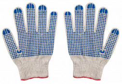 А- 1 Перчатки рабочие хб 4 нити 10 класс с ПВХ ТОЧКА ЛЮКС (10шт)