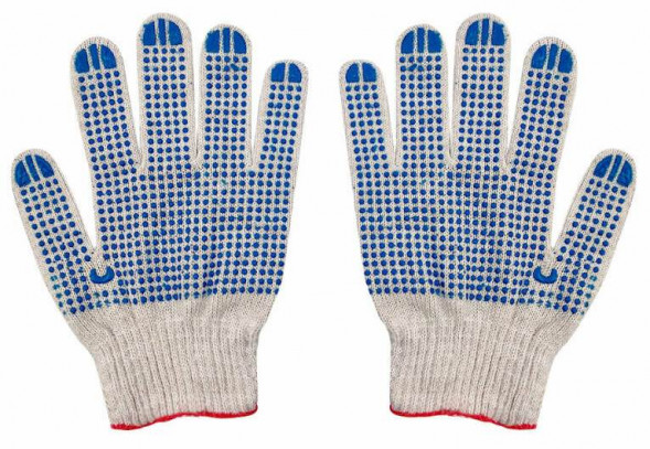 А- 1 Перчатки рабочие хб 4 нити 10 класс с ПВХ ТОЧКА ЛЮКС (10шт)