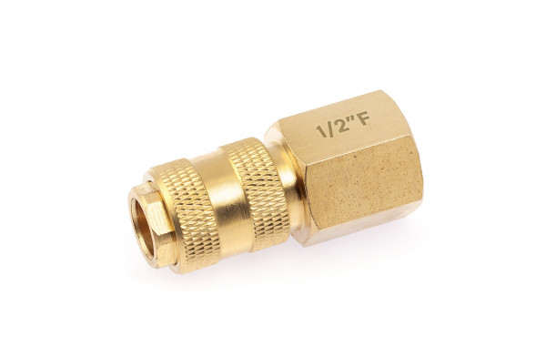 949077 Штуцер быстросъемный латунный &quot;мама&quot; (F) × &quot;мама&quot; 1/2&quot;(F)