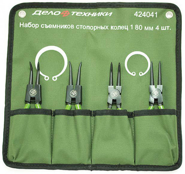 424041 Набор съемников стопорных колец 180мм х 4шт./тетрон